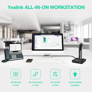 Yealink WH63 Wireless Headset with Microphone for Computer PC Laptop Teams Certified Headset Office IP VoIP Phones Noise Canceling Mic Single Ear Headset with Charge Stand