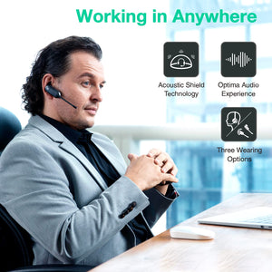 Yealink WH63 Wireless Headset with Microphone for Computer PC Laptop Teams Certified Headset Office IP VoIP Phones Noise Canceling Mic Single Ear Headset with Charge Stand